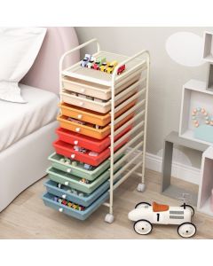 10 Drawers Mobile Storage Trolley with 4 Wheels for Beauty
