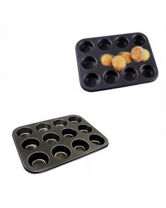 12 Cup Pan Muffin Cupcake Tray Non Stick Moulds Baking Trays Bake Tins