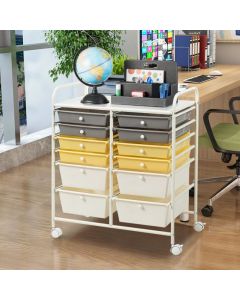 12 Drawers Rolling Storage Cart with 4 Wheels and Brakes
