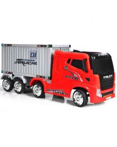 12V Ride-On Semi-Truck with Container for Kids of 3-8 Year Old