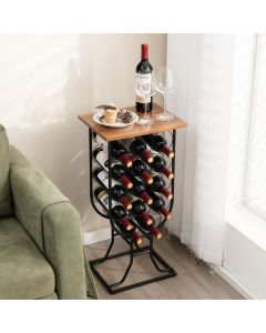 14 Bottles Wine Rack with Detachable and Lockable Wheels