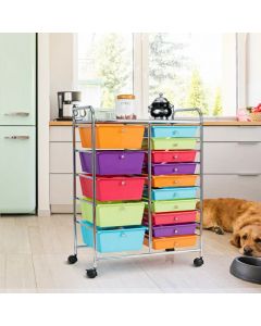 15 Drawer Rolling Storage Cart with 4 Wheels for Beauty Salon