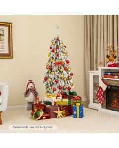 150 CM Flocked Christmas Tree with 320 Branch Tips 160 LED Lights