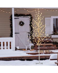 155 CM Christmas Birch Tree with 168 Warm-White LED Lights