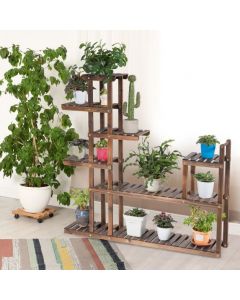 16 Potted Wooden Plant Stand for Indoor Outdoor Patio