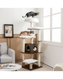179 cm Tall Wooden Cat Tree with Sisal Scratching Posts