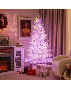 180cm White Hinged Christmas Tree with Snow-Flocked PE Tips