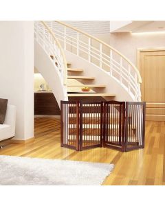 Costway 2/4 Panel Wooden Dog Gate with Lockable Door for Stairs