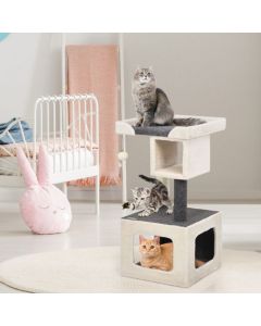 2 Condos Cat Climbing Tree with Scratching Post and Plush Ball