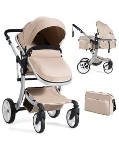2 in 1 Foldable Baby Stroller with Rain Cover and Mosquito Net