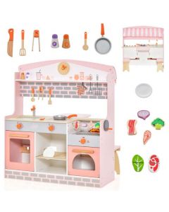 2-In-1 Kids Kitchen Playset with Realistic Toy Food