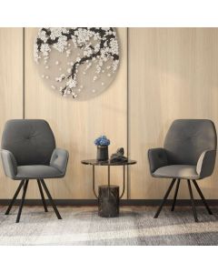 2 PCS Swivel Accent Arm Chairs with Metal Legs and Anti-slip Foot Pads