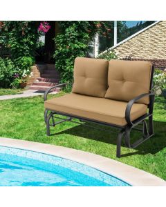 2-Person Outdoor Glider Bench with Cushions and Rustproof Steel Frame