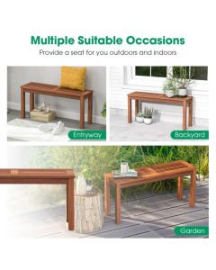 2-Person Patio Wood Bench with Slatted Seat
