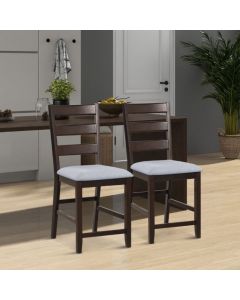 2-Piece Counter Height Bar Stool Set with Padded Seat and Rubber Wood Legs