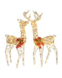 2-Piece Reindeer Family Set with 230 LED Lights and Ground Stakes