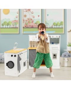 2 Pieces Kids Pretend Play Set with Stool and Real Sounds Light