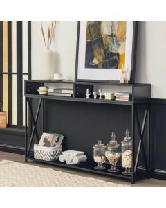 2-Tier Console Table with Open Shelf and Storage Compartments