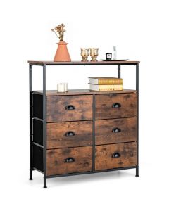 2-Tier Dresser with 6 Removable Fabric Drawers and Wooden Top