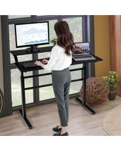 2-Tier Standing Desk with Adjustable Height and Crank Handle