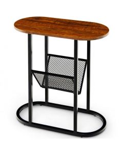 2-tier Industrial Side Table with Mesh Shelf