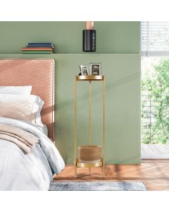 2-Tier Metal Plant Stand with Removable Trays for Home Patio