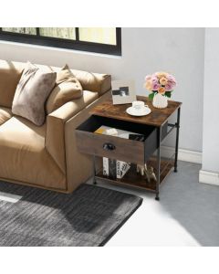 2-tier Nightstand Bedside End Sofa Coffee Table for Bedroom Living Room