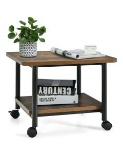 2 Tier Wooden Printer Stand with 360° Swivel Casters