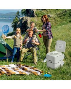20L Portable Camping Toilet with Level Indicator and Removable Tank