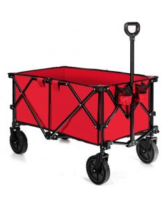 Folding Camping Wagon with Cup Holders and Adjustable Handle