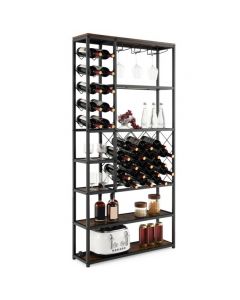 27 Bottles Tall Wine Rack with Glass Holders and Anti-tipping Device