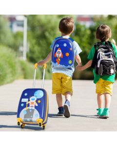 2Pcs Kids Luggage Set with Wheels and Height Adjustable Handle