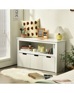 3 Drawer Kids Storage Cabinet with Open Shelf and Rolling Wheels