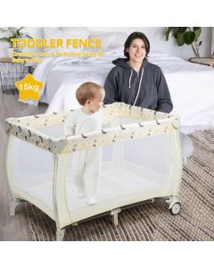3 in 1 Convertible Bassinet Cot with Changing Table and Toy Bar