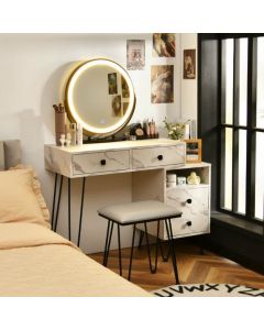 3 Modes Vanity Dressing Table with 3 Color Detachable LED Mirror