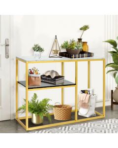 3-Tier Metal Console Table with Storage Shelf