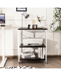 3 Tier Rolling Kitchen Baker's Rack with Adjustable Shelf and Hooks