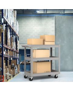 3-Tier Tool Trolley with Handle and Lockable Wheels