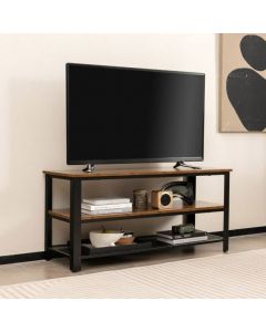 3-Tier TV Stand with Open Storage Shelves and Metal Frame