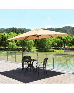 3m Patio Cantilever Umbrella with 4-Level Tilting Adjustment and Crank Handle