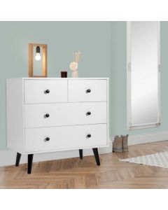 4 Drawer Chest Storage Dresser with Inclined Legs and Metal Handles