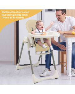 4-in-1 Foldable Baby High Chair with 7 Adjustable Heights and 4 Reclining Angles
