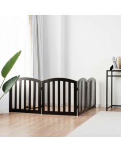 4-Panel Wooden Dog Gate with Anti-Scratch Pads for Doorway