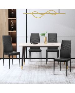 4 PCS Armless Side Chairs with Upholstered Cushion and Sturdy Metal Frame