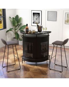 4-Tier Bar Table with Storage Shelves and 3 Stemware Holders
