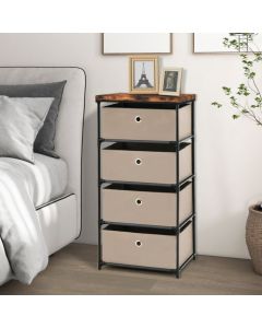 4-Tier Fabric Dresser with Drawers and Metal Frame