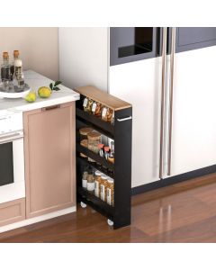 4-Tier Slide-out Rolling Slim Storage Trolley for Kitchen Dining Room