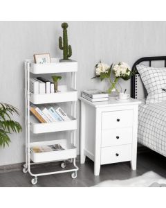 4-Tier Rolling Utility Cart with 4 Baskets and 2 Lockable Wheels