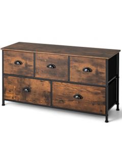 5-Drawer Multifunction Dresser with Foldable Drawers and Wooden Top