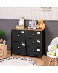 5 Drawers Dresser Chest of Drawers with Wooden Top and Metal Frame